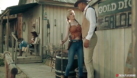 Hawt babe with a huge cock in her mouth