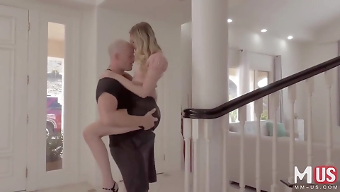 Blonde with huge tits gets it in her ass