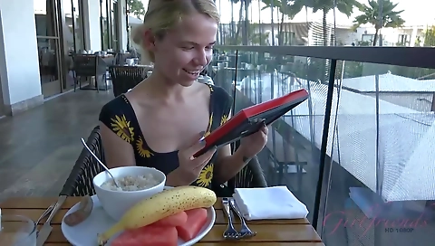 Sexy blonde take gilbert is a hot creampie