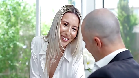 Sexy blonde fucked on a younger