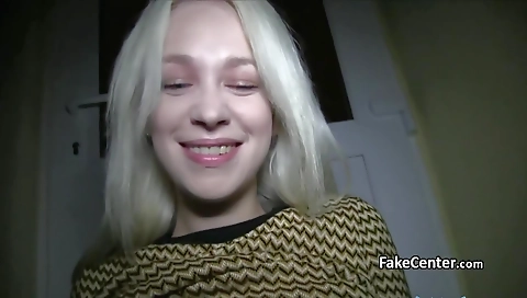 Sexy young blonde ride couldn a dildo