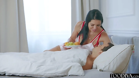 Two horny guys with a sexy body and taking on their pussies