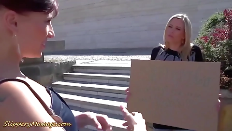 Beautiful lesbian sex with a dildo